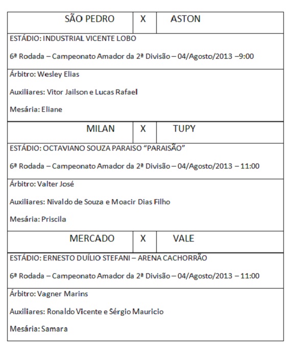 Árbitros 10ª rodada Amadorão 6